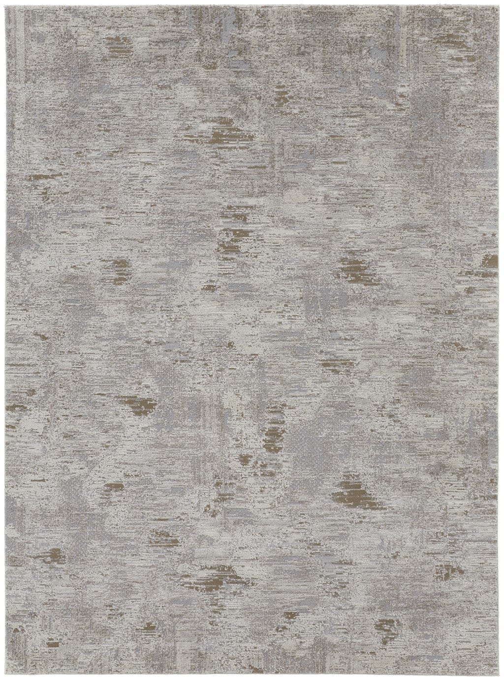 4' X 6' Ivory Gray And Brown Abstract Power Loom Distressed Stain Resistant Area Rug