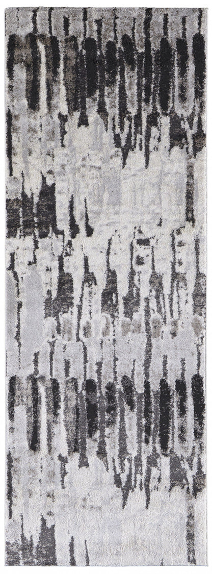 4' X 6' Ivory Brown And Gray Abstract Power Loom Stain Resistant Area Rug