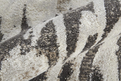 4' X 6' Ivory Brown And Gray Abstract Power Loom Stain Resistant Area Rug