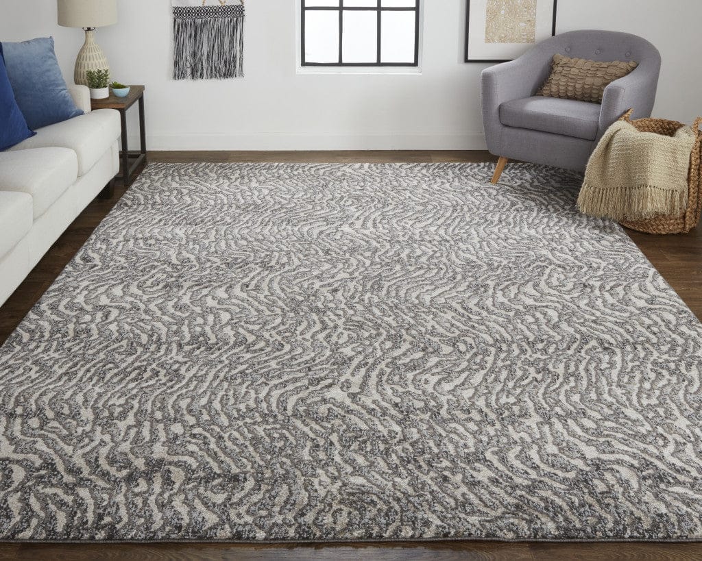 4' X 6' Gray Taupe And Ivory Abstract Power Loom Stain Resistant Area Rug