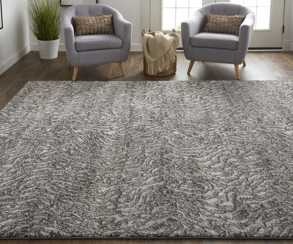 4' X 6' Gray Taupe And Ivory Abstract Power Loom Stain Resistant Area Rug
