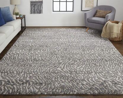 4' X 6' Gray Taupe And Ivory Abstract Power Loom Stain Resistant Area Rug