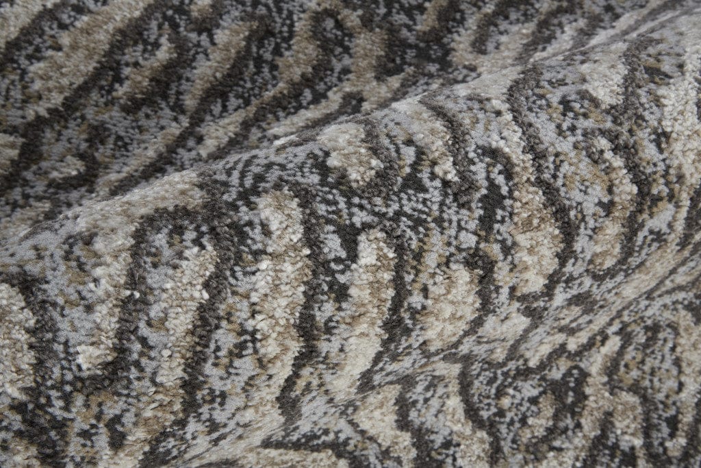 4' X 6' Gray Taupe And Ivory Abstract Power Loom Stain Resistant Area Rug