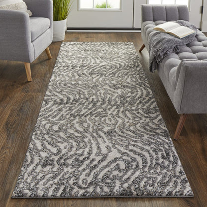 4' X 6' Gray Taupe And Ivory Abstract Power Loom Stain Resistant Area Rug