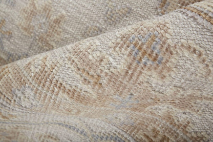 4' X 6' Ivory And Orange Floral Hand Knotted Stain Resistant Area Rug