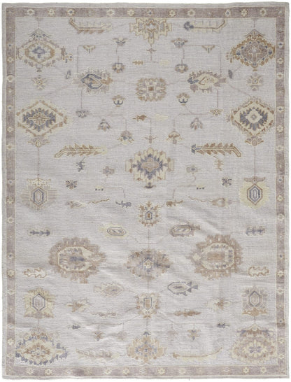 4' X 6' Ivory And Orange Floral Hand Knotted Stain Resistant Area Rug