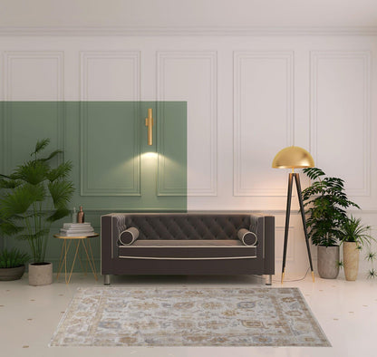 4' X 6' Ivory And Tan Floral Hand Knotted Stain Resistant Area Rug