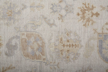 4' X 6' Ivory And Tan Floral Hand Knotted Stain Resistant Area Rug