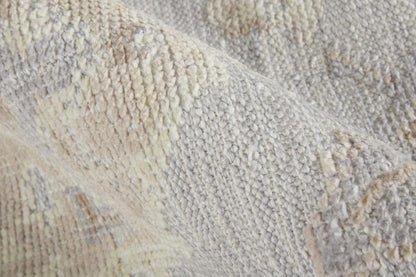 4' X 6' Ivory Silver And Tan Floral Hand Knotted Stain Resistant Area Rug