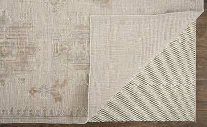 4' X 6' Tan And Brown Floral Hand Knotted Stain Resistant Area Rug