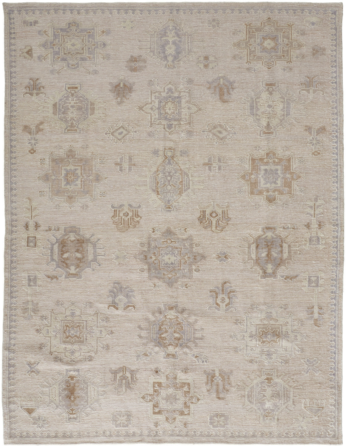 4' X 6' Tan And Brown Floral Hand Knotted Stain Resistant Area Rug