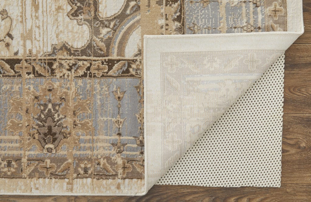 9' X 12' Tan Brown And Gray Power Loom Distressed Area Rug