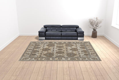 9' X 12' Tan Ivory And Brown Power Loom Area Rug