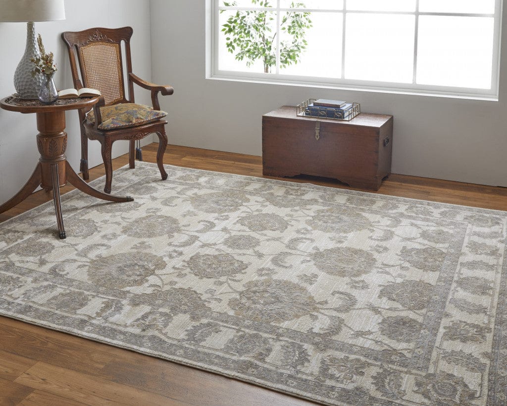 9' X 12' Tan Ivory And Brown Power Loom Area Rug