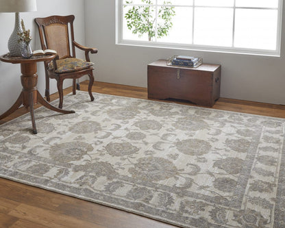 9' X 12' Tan Ivory And Brown Power Loom Area Rug