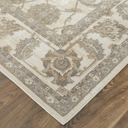 9' X 12' Tan Ivory And Brown Power Loom Area Rug