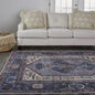 4' X 6' Blue Brown And Ivory Floral Area Rug