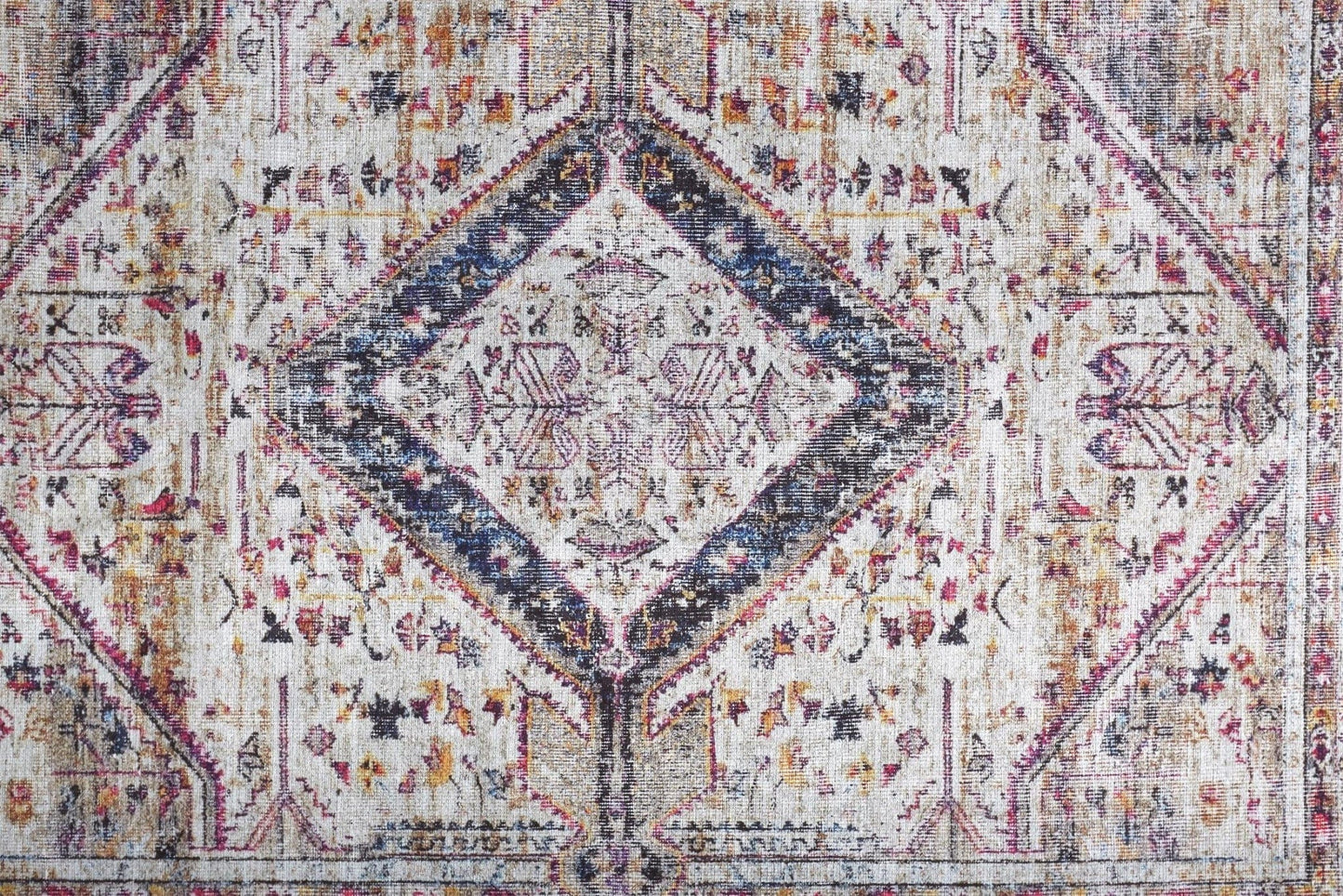 4' X 6' Ivory Red And Pink Abstract Area Rug