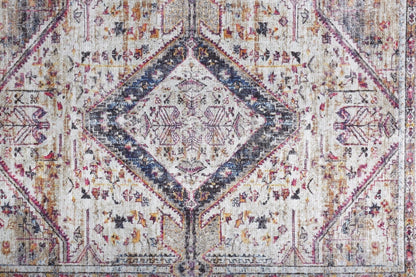 4' X 6' Ivory Red And Pink Abstract Area Rug