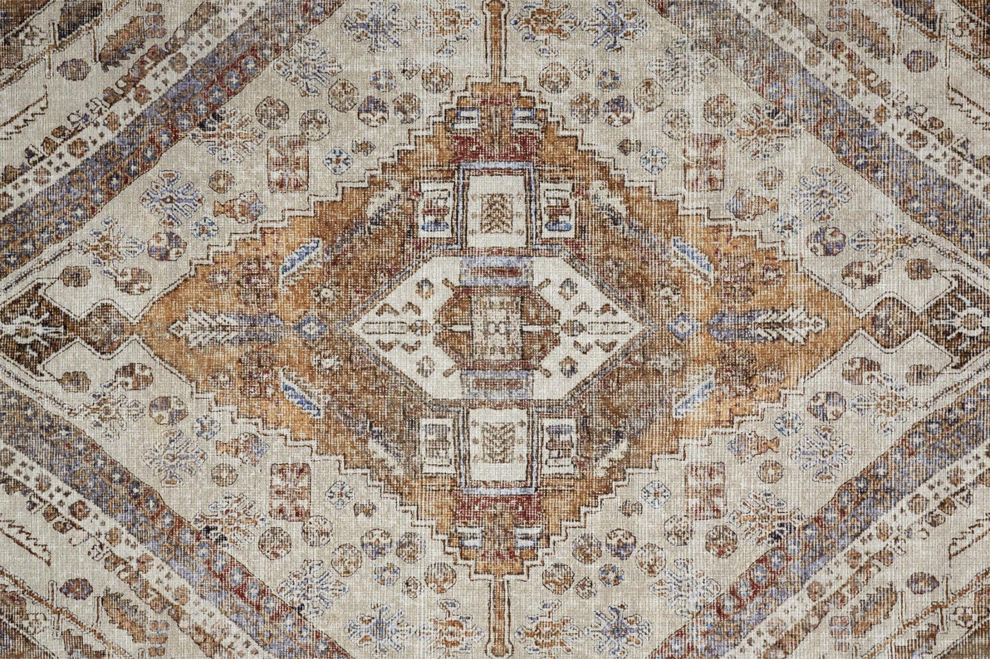 4' X 6' Ivory Orange And Brown Abstract Area Rug