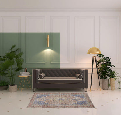 4' X 6' Red Tan And Blue Abstract Area Rug