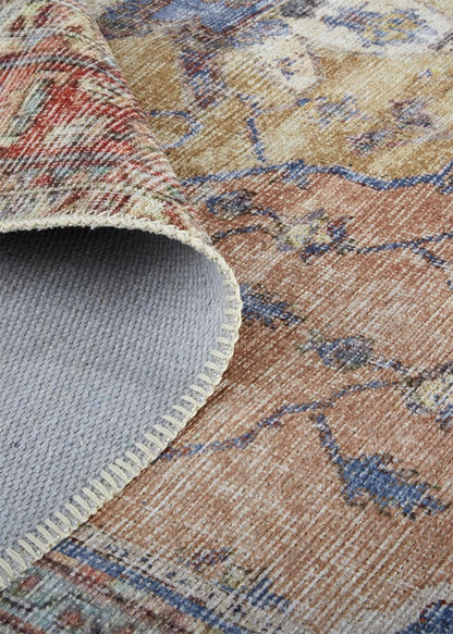 4' X 6' Red Tan And Blue Abstract Area Rug