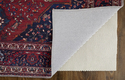 4' X 6' Red Blue And Tan Floral Power Loom Area Rug