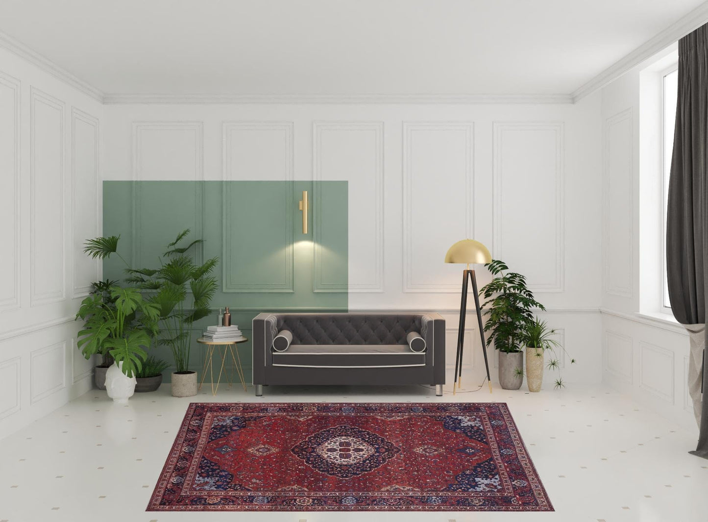 4' X 6' Red Blue And Tan Floral Power Loom Area Rug