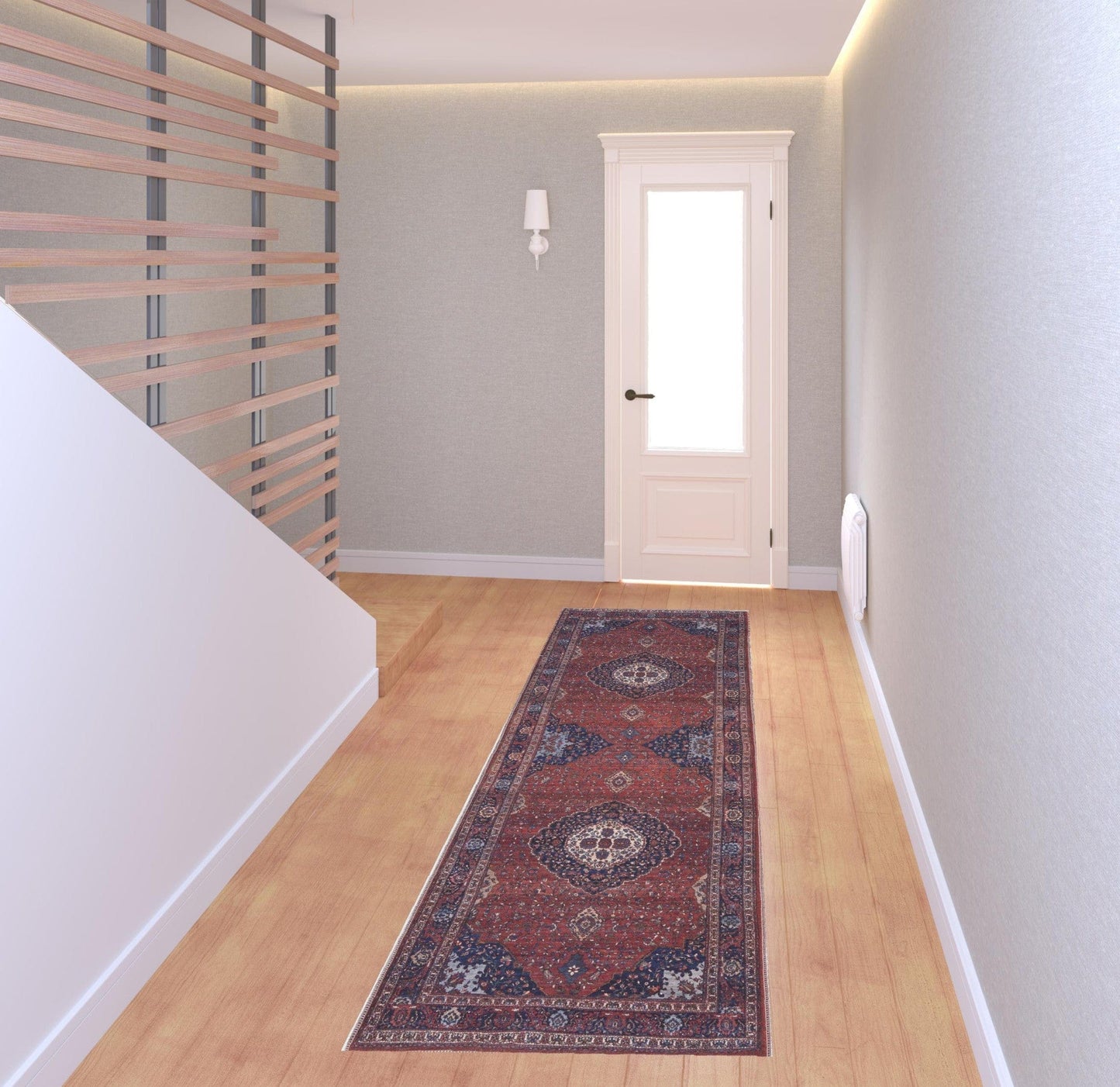 4' X 6' Red Blue And Tan Floral Power Loom Area Rug