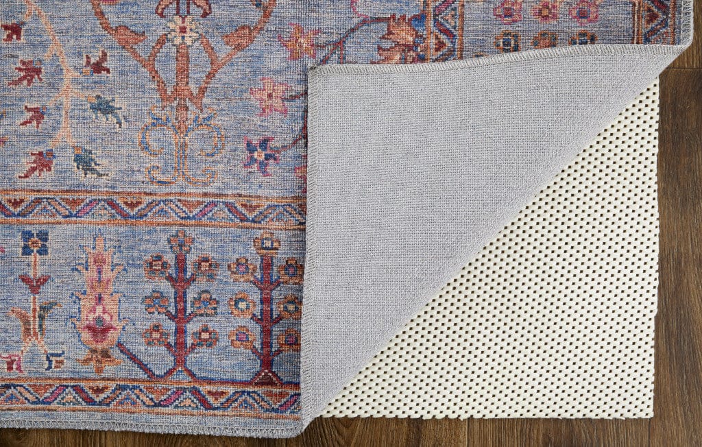 4' X 6' Gray Blue And Red Floral Power Loom Area Rug