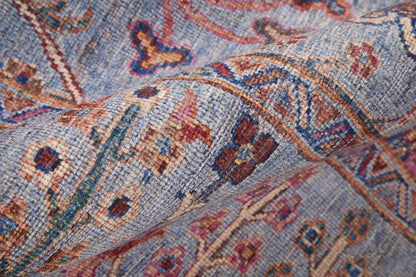 4' X 6' Gray Blue And Red Floral Power Loom Area Rug