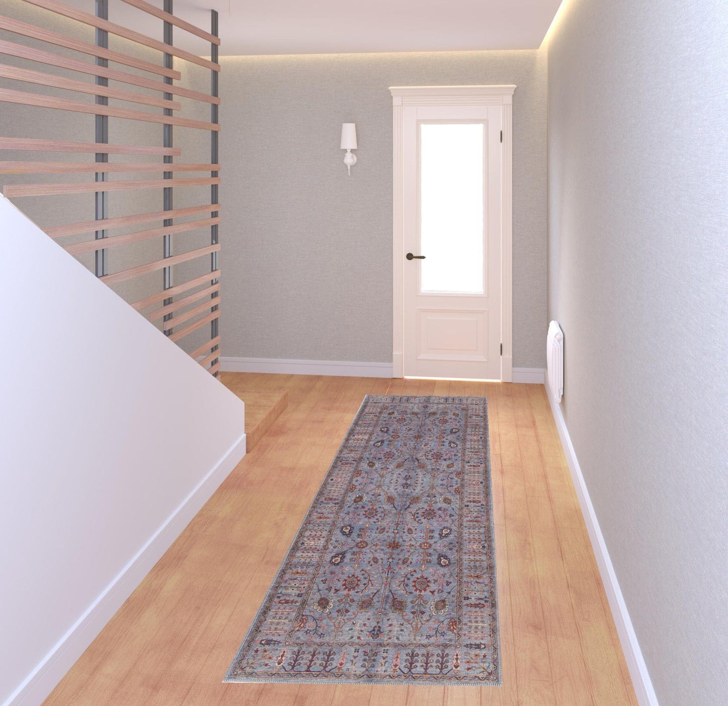 4' X 6' Gray Blue And Red Floral Power Loom Area Rug