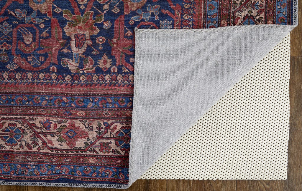 4' X 6' Red Blue And Tan Floral Power Loom Area Rug