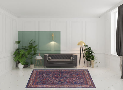 4' X 6' Red Blue And Tan Floral Power Loom Area Rug