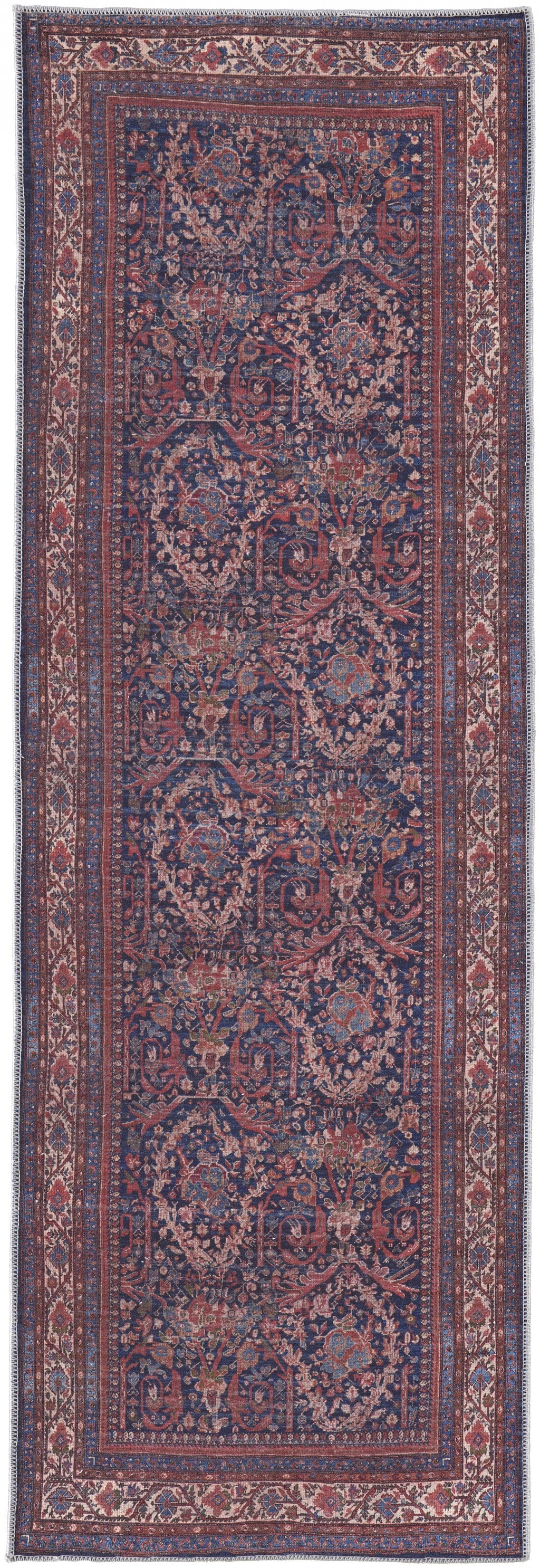 4' X 6' Red Blue And Tan Floral Power Loom Area Rug