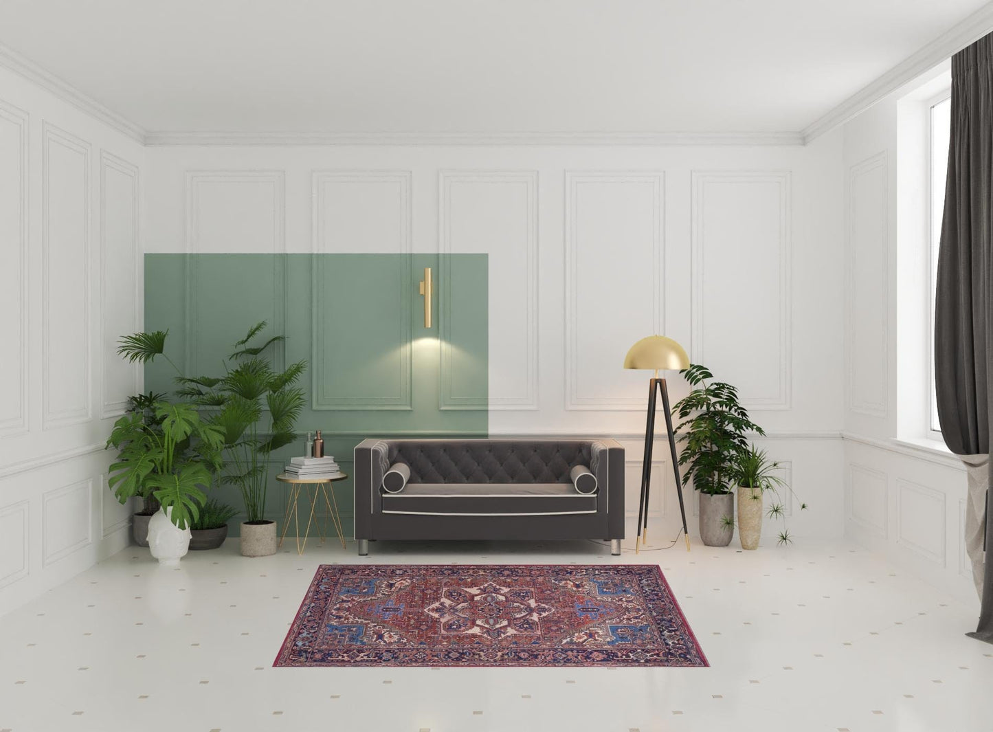 4' X 6' Red Tan And Blue Floral Power Loom Area Rug