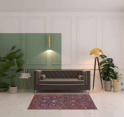 4' X 6' Red Orange And Blue Floral Power Loom Area Rug