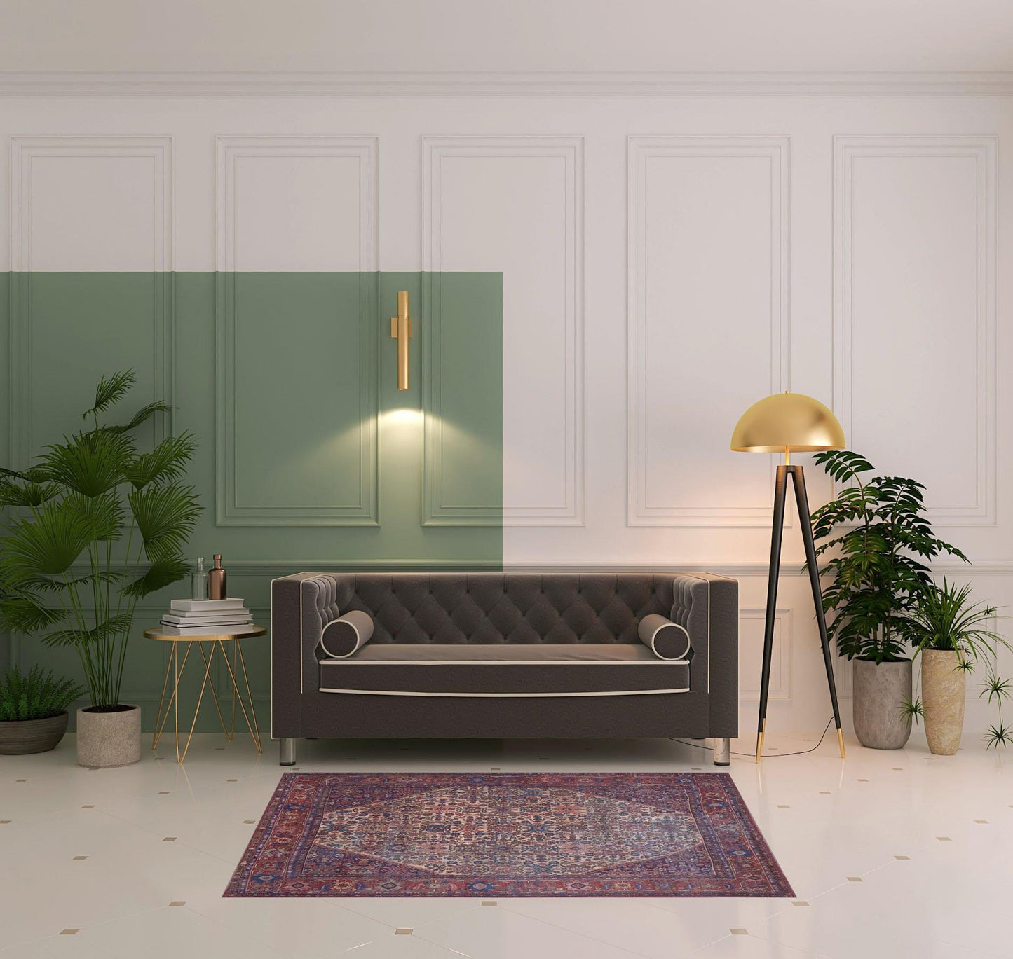 4' X 6' Red Tan And Blue Floral Power Loom Area Rug