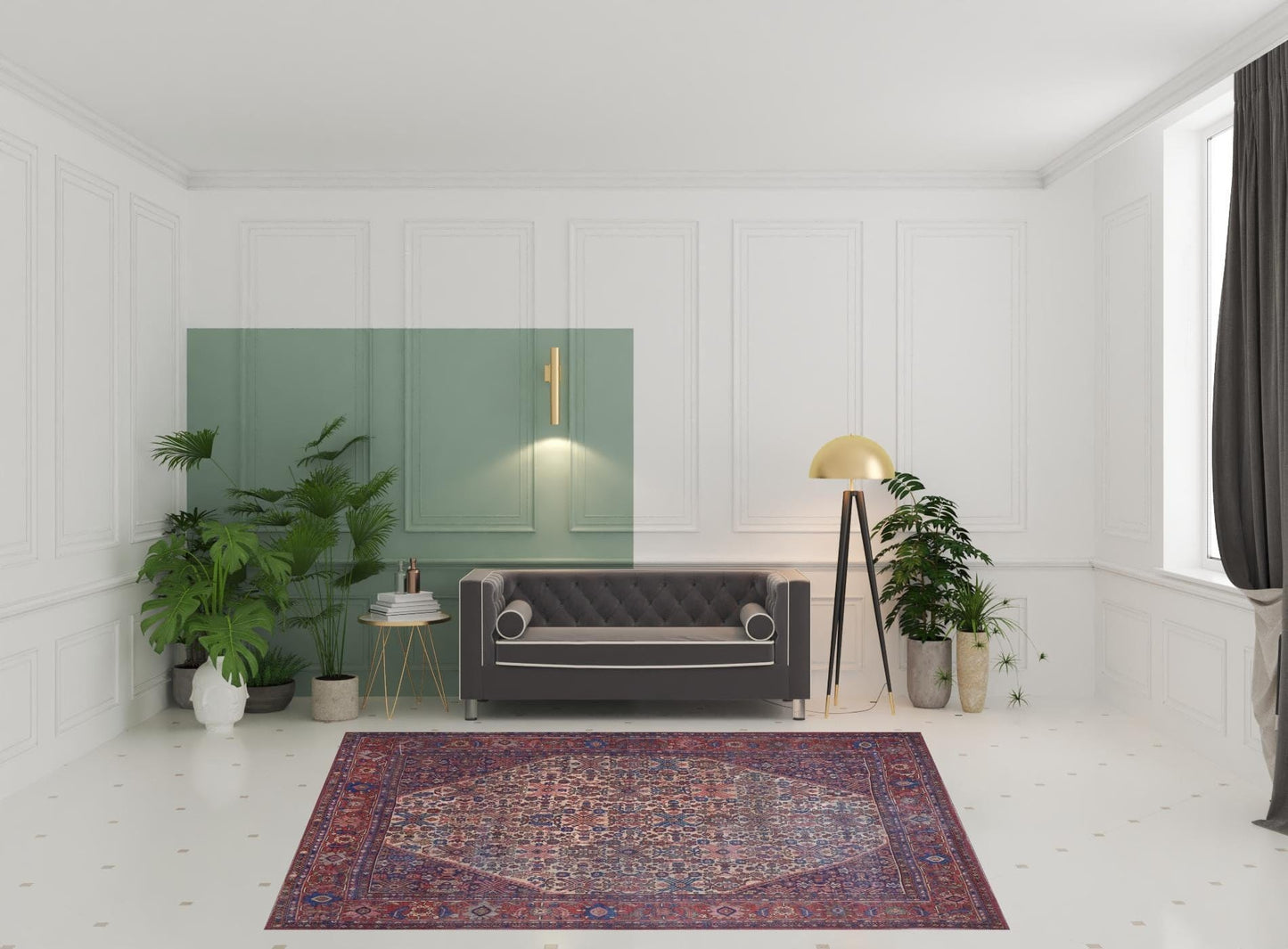 4' X 6' Red Tan And Blue Floral Power Loom Area Rug