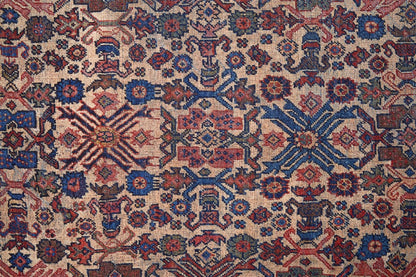 4' X 6' Red Tan And Blue Floral Power Loom Area Rug