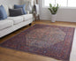4' X 6' Red Tan And Blue Floral Power Loom Area Rug