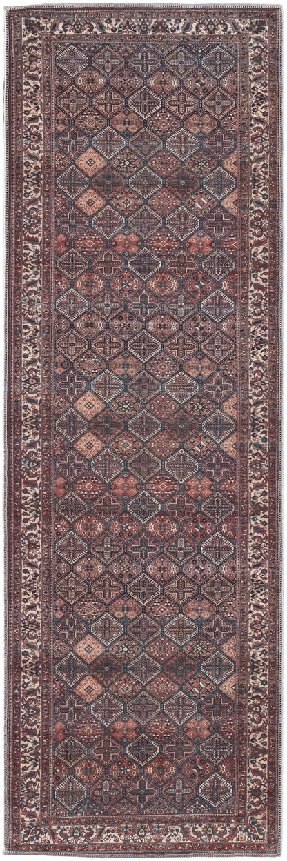 4' X 6' Brown Red And Ivory Floral Power Loom Area Rug