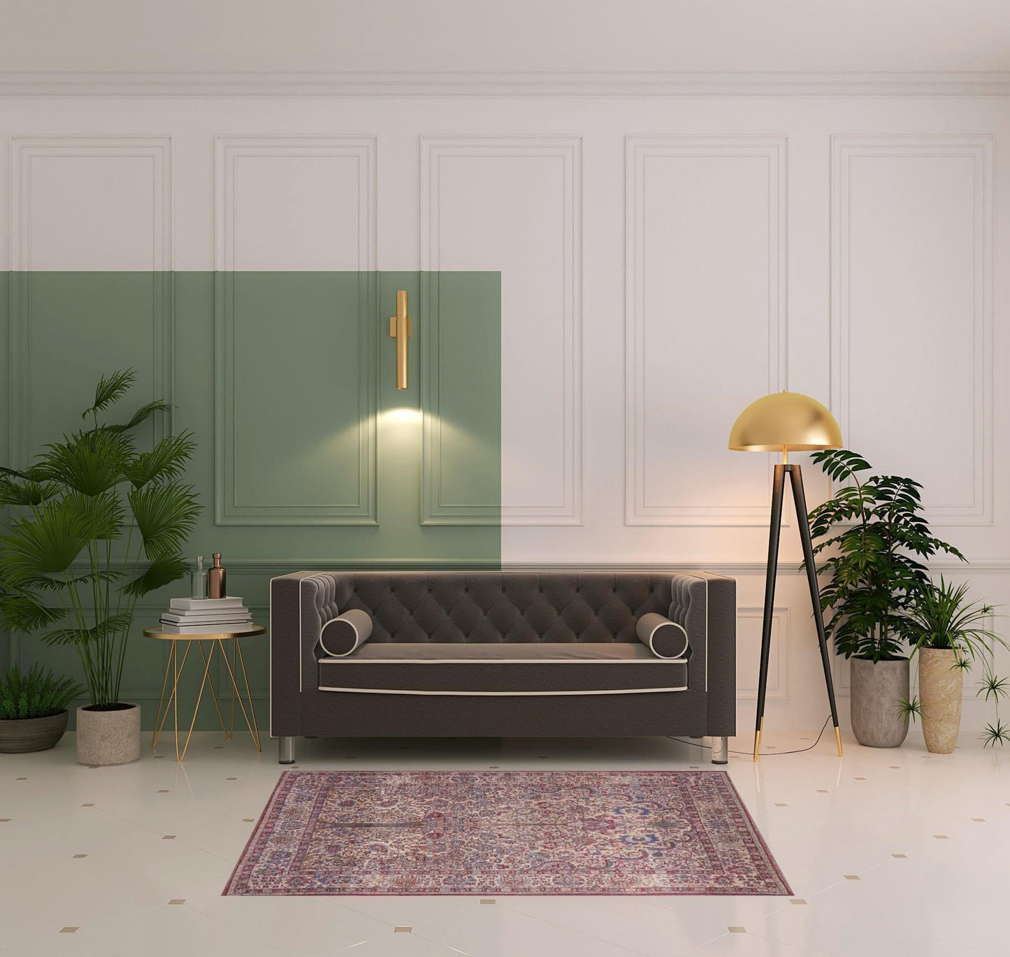 4' X 6' Red Tan And Pink Floral Power Loom Area Rug