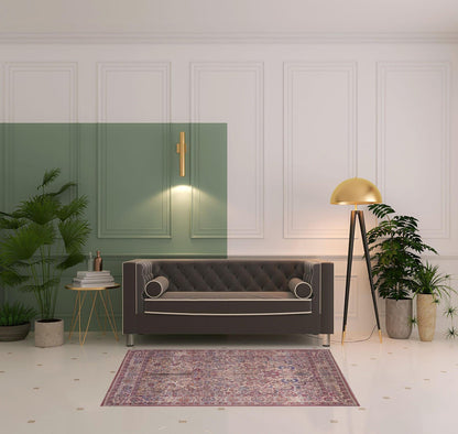 4' X 6' Red Tan And Pink Floral Power Loom Area Rug