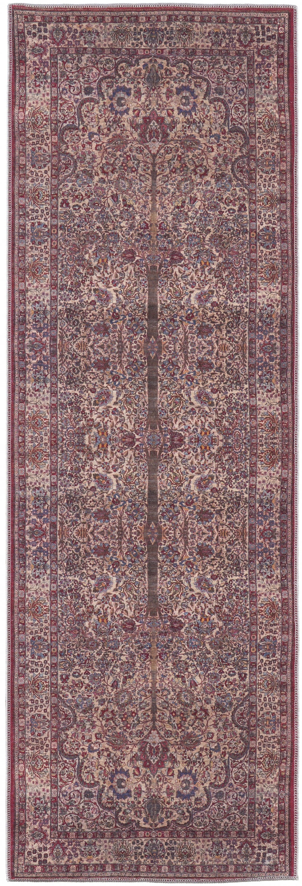 4' X 6' Red Tan And Pink Floral Power Loom Area Rug