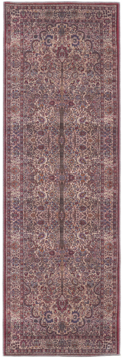 4' X 6' Red Tan And Pink Floral Power Loom Area Rug
