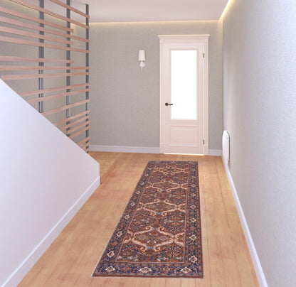 4' X 6' Red Tan And Blue Floral Power Loom Area Rug