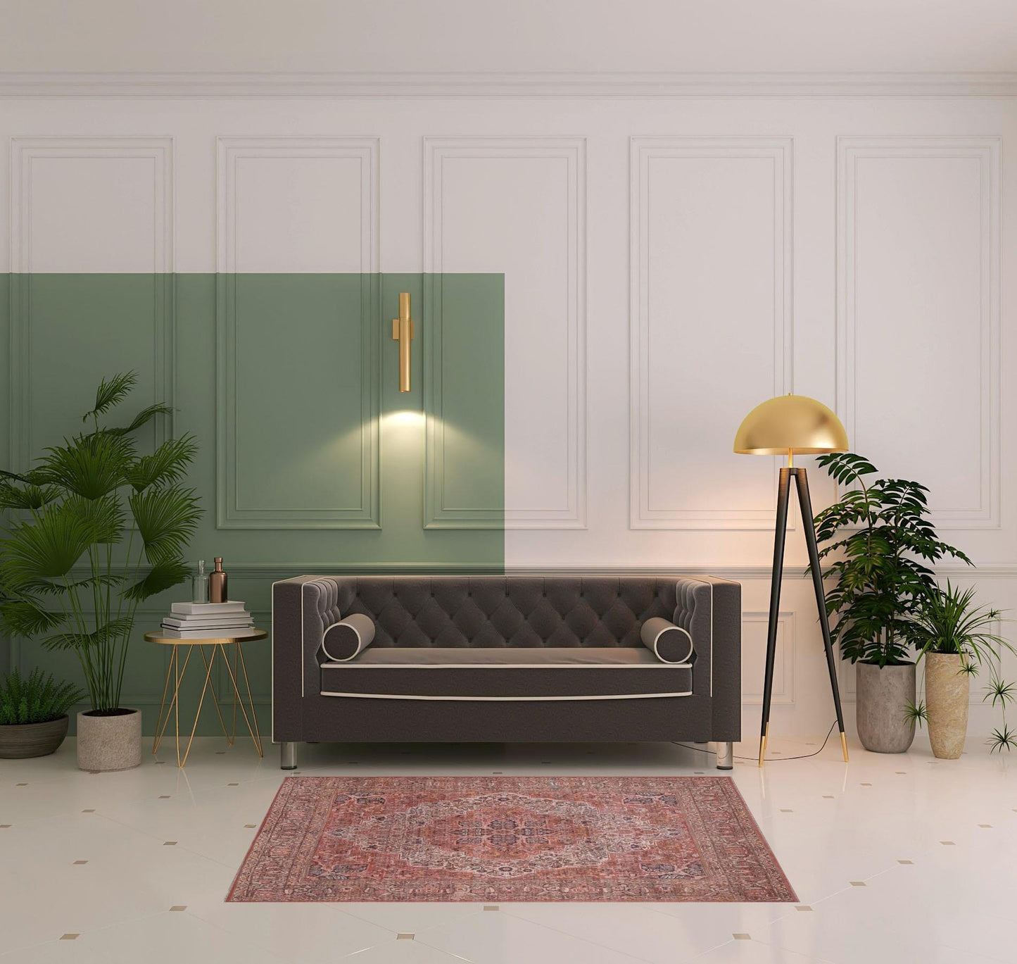 4' X 6' Red Tan And Pink Floral Power Loom Area Rug