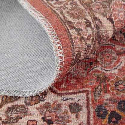 4' X 6' Red Tan And Pink Floral Power Loom Area Rug