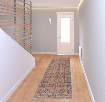 4' X 6' Tan Pink And Blue Floral Power Loom Area Rug